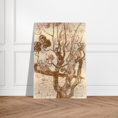 Treetop Seen against the Wall of the Asylum - Vincent van Gogh Brushed Aluminum Print - 70x100 cm / 28x40 inches | Vincent van Gogh Aluminum Print | Vincent van Gogh Prints