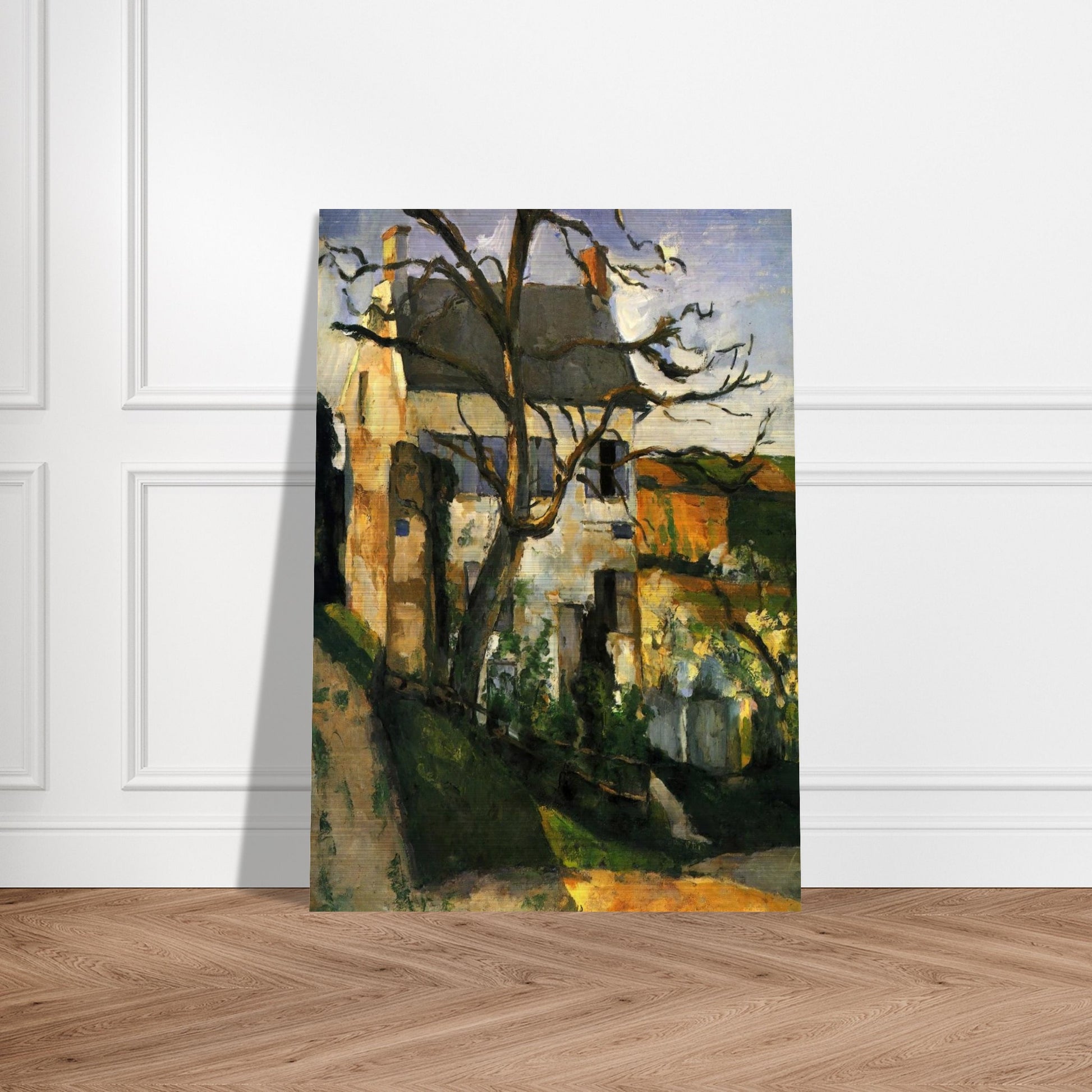 The House and the Tree - Paul Cézanne Brushed Aluminum Print - 70x100 cm / 28x40 inches | Paul Cézanne Aluminum Print | Paul Cézanne Prints