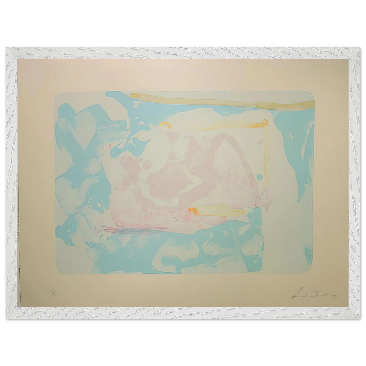 Helen Frankenthaler - Reflections III - 1995 Wall art - 60x80 cm / 24x32 inches - Premium Wooden Framed Poster With Fine Art Paper - White frame