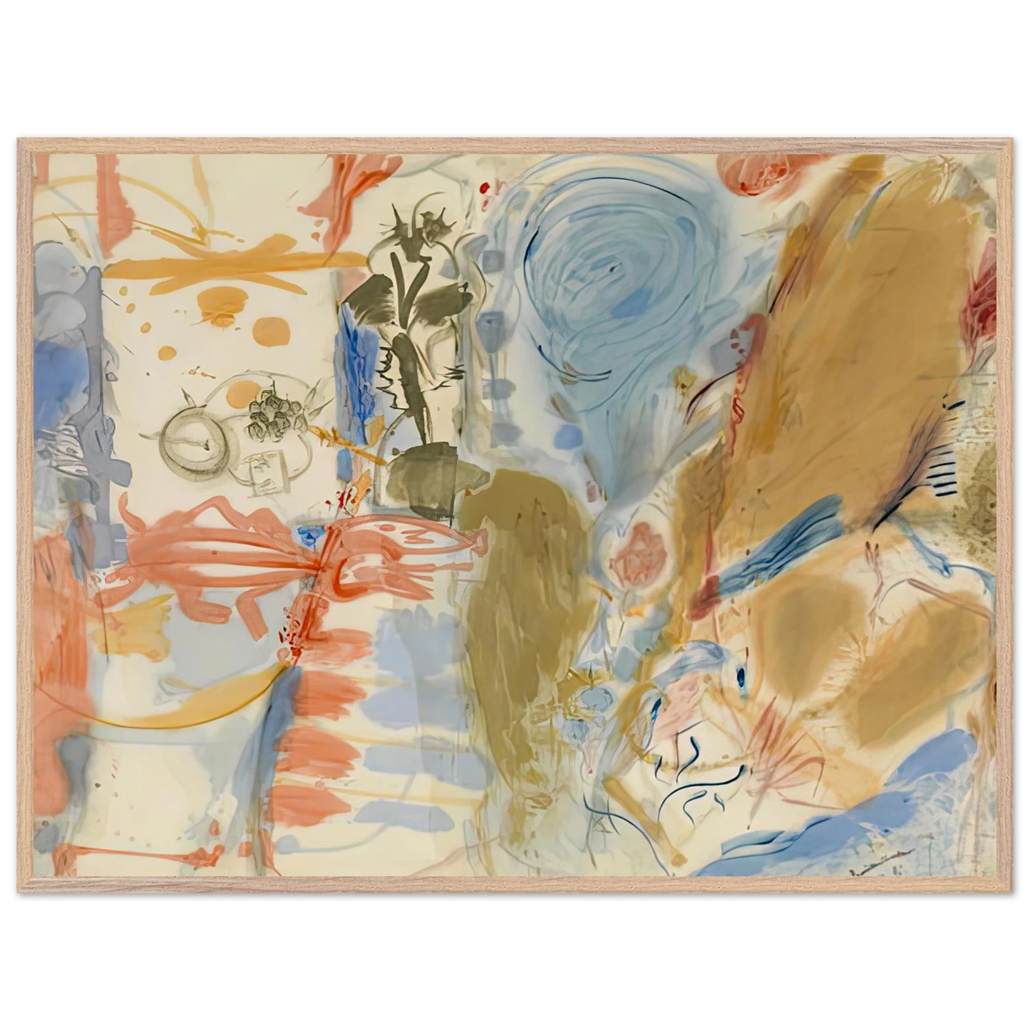Helen Frankenthaler - Western Dream, 1957- Wall Art - 21x29.7 cm / 8x12" - Premium Wooden Framed Poster With Fine Art Paper - White frame