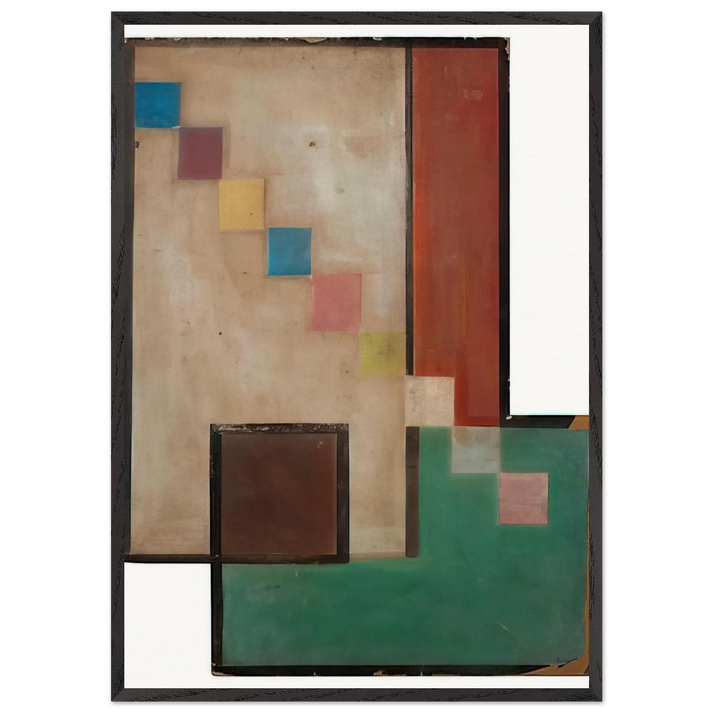 Diagonel des Carres - 1936 - Carmelo Arden Quin 70x100 cm / 28x40 inches Framed Art Print – Black Wooden Frame