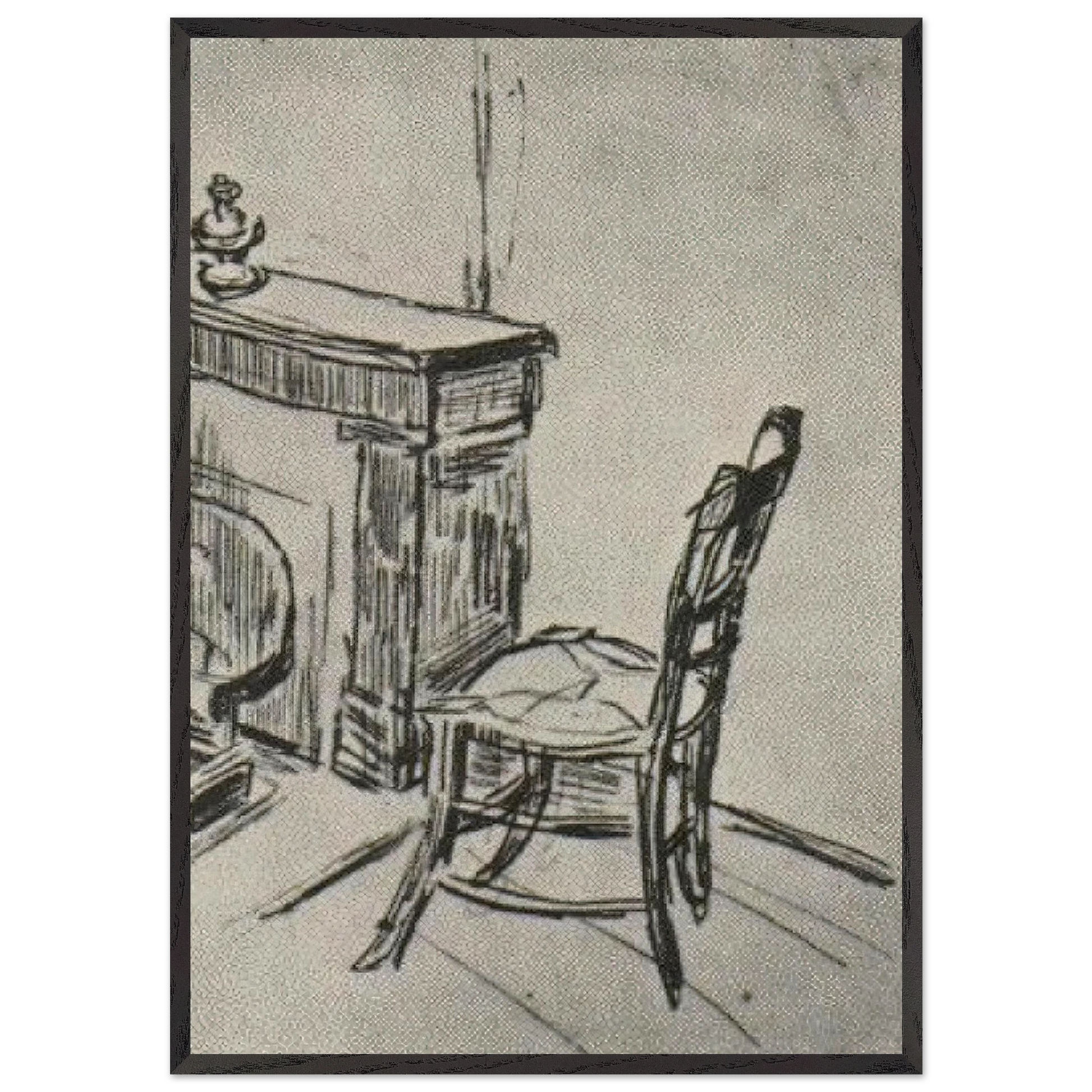 Chair near the Stove - Vincent van Gogh Framed Art Print – Black Wooden Frame - Default Title - -Framed Art Print