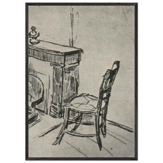 Chair near the Stove - Vincent van Gogh 70x100 cm / 28x40 inches Framed Art Print – Black Wooden Frame