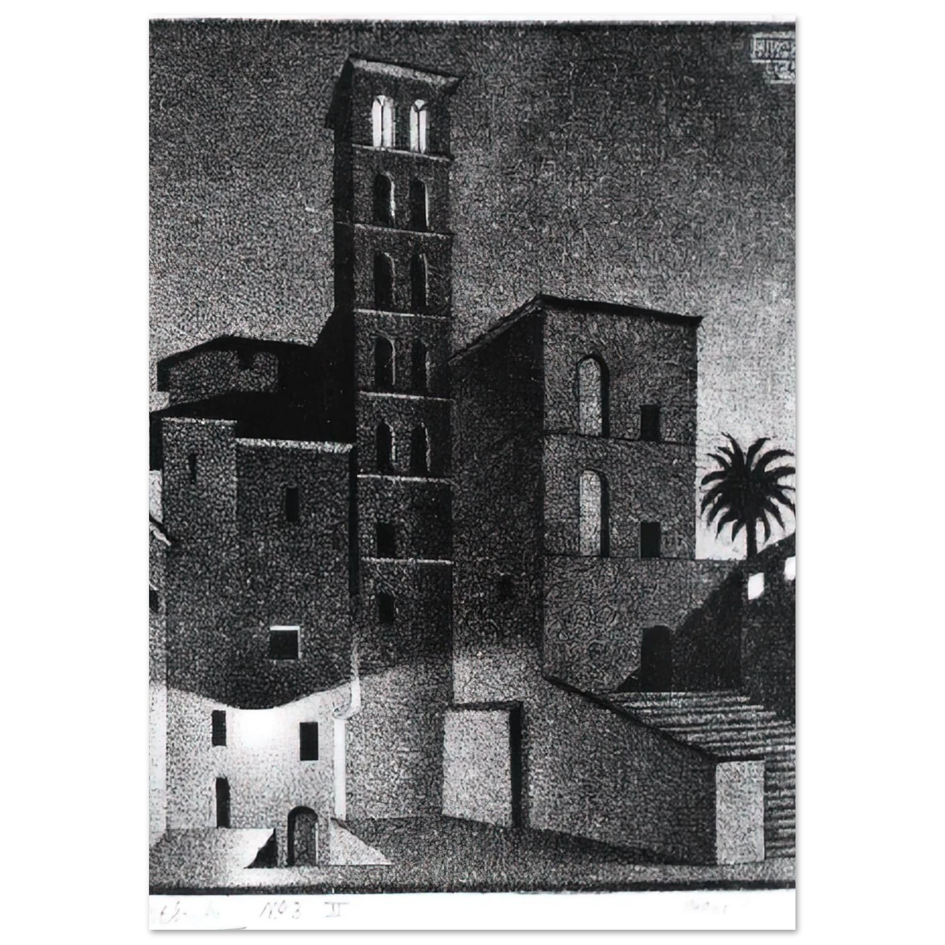 MC Escher - ESCHER (27) Wall Art - 30x40 cm / 12x16 inches - Premium Wooden Framed Poster With Fine Art Paper - Wood frame
