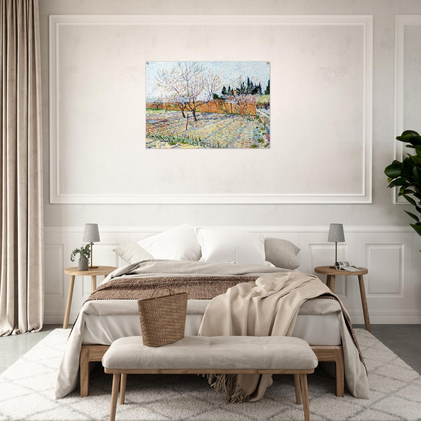 Orchard with Peach Trees in Blossom - Vincent van Gogh Acrylic Print - 70x100 cm / 28x40″ inches