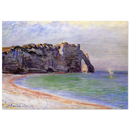 The Manneport, Etretat, the Porte d'Aval - claude monet Brushed Aluminum Print - 70x100 cm / 28x40 inches | claude monet Aluminum Print | claude monet Prints