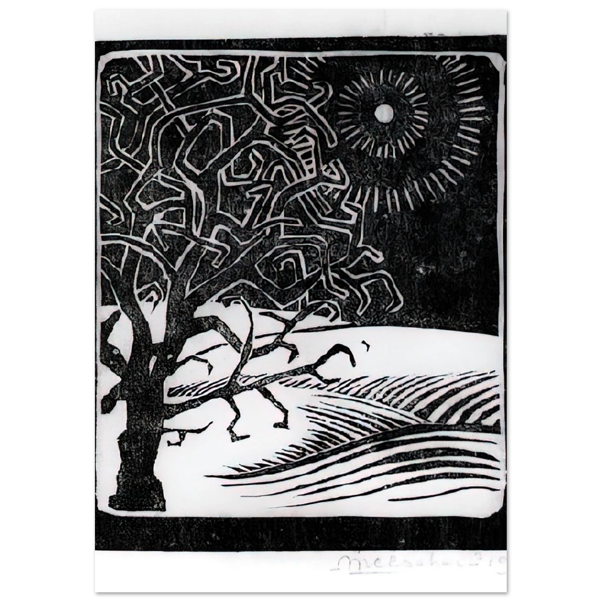 MC Escher - THE BORGER OAK Wall Art - 30x40 cm / 12x16 inches - Fine Art Poster - -