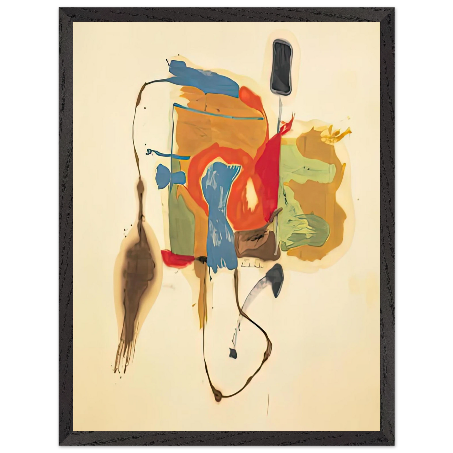 Helen Frankenthaler - Blue Form in a Scene, 1961- Wall Art - 30x40 cm / 12x16 inches - Premium Wooden Framed Poster With Fine Art Paper - Black frame