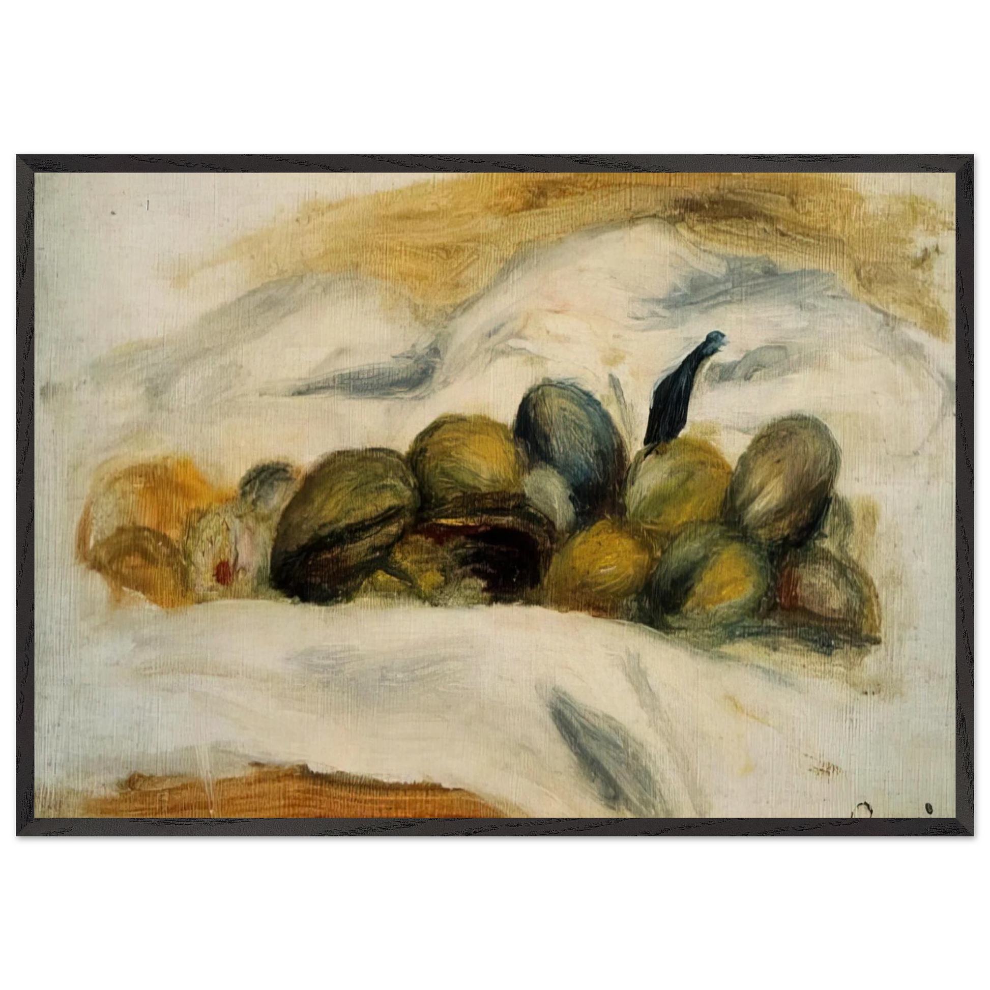Still Life Almonds and Walnuts - Pierre-Auguste Renoir Framed Art Print – Black Wooden Frame - Default Title - -Framed Art Print
