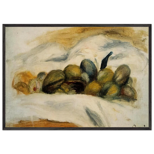 Still Life Almonds and Walnuts - Pierre-Auguste Renoir 70x100 cm / 28x40 inches Framed Art Print – Black Wooden Frame