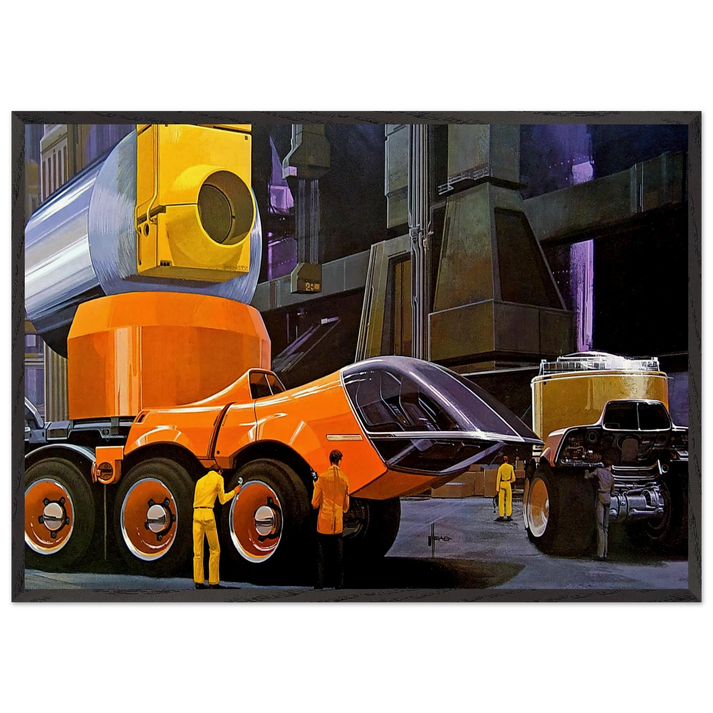 Syd Mead N3 - Syd Mead 70x100 cm / 28x40 inches Framed Art Print – Black Wooden Frame
