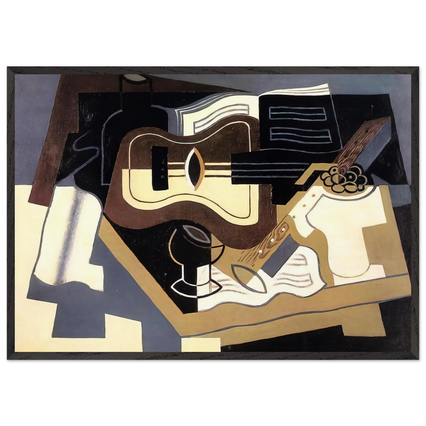 GUITAR AND CLARINET 1920 - Juan Gris Framed Art Print – Black Wooden Frame - Default Title - -Framed Art Print
