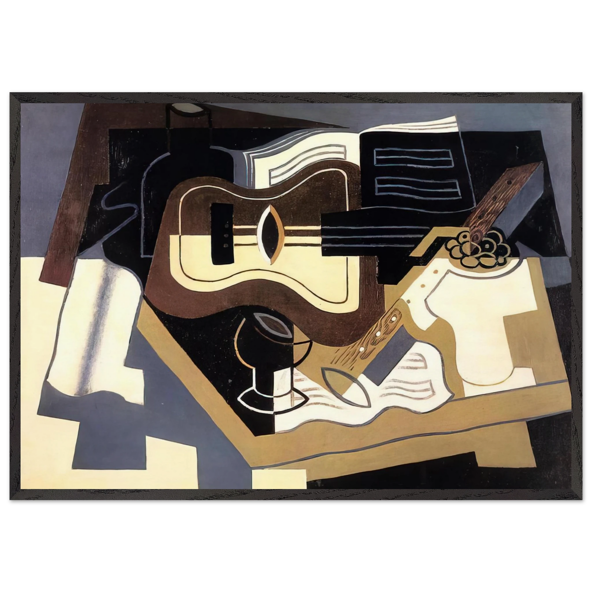 GUITAR AND CLARINET 1920 - Juan Gris Framed Art Print – Black Wooden Frame - Default Title - -Framed Art Print
