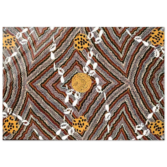 Salt Lake at Napperby - Native Art - Clifford Possum Tjapaltjarri Acrylic Print - 70x100 cm / 28x40″ inches