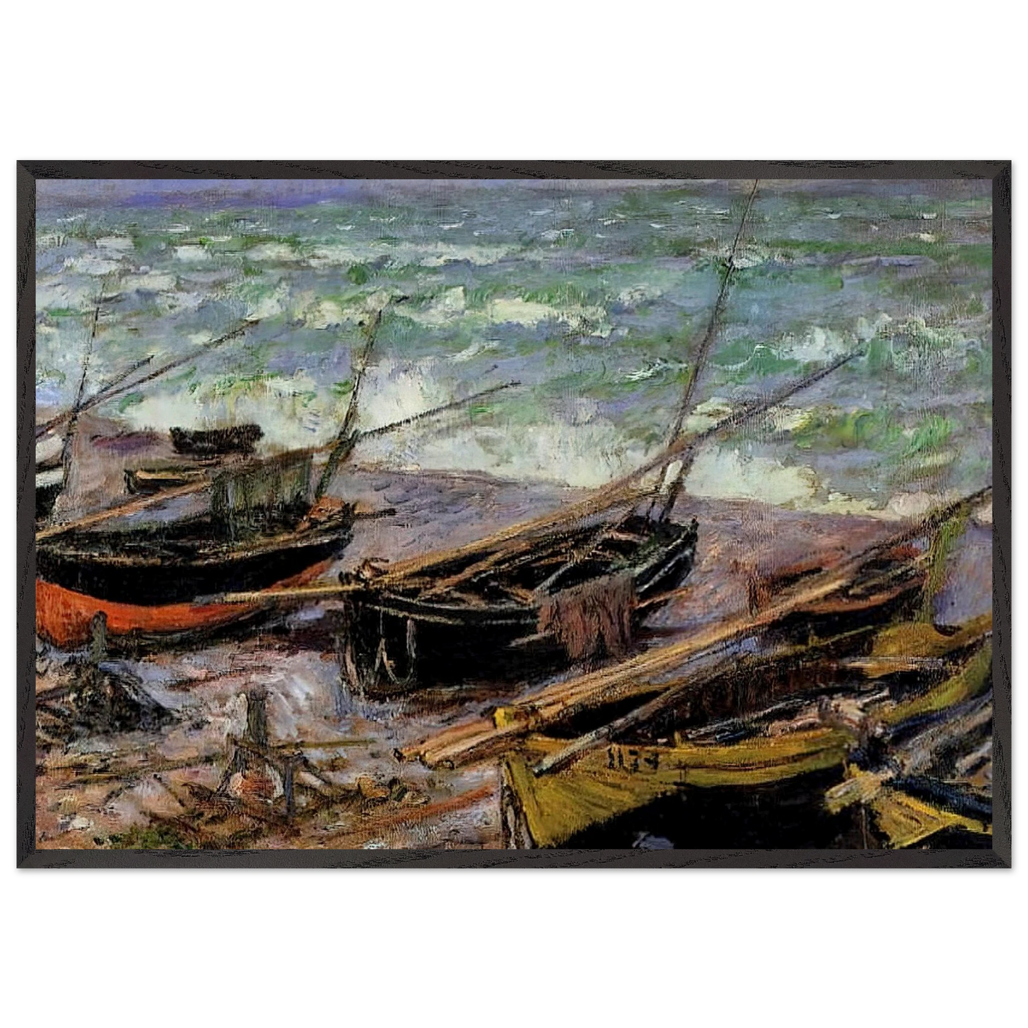 Fishing Boats - claude monet Framed Art Print – Black Wooden Frame - Default Title - -Framed Art Print