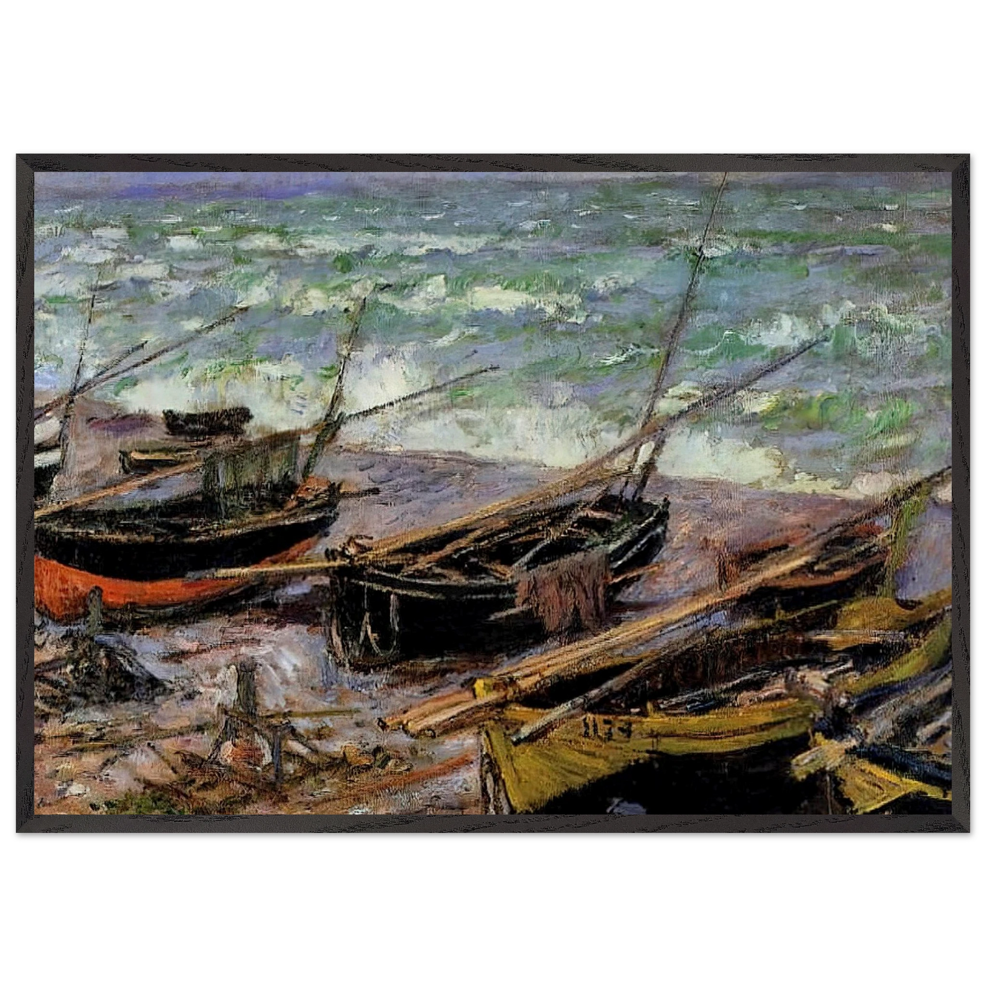 Fishing Boats - claude monet Framed Art Print – Black Wooden Frame - Default Title - -Framed Art Print