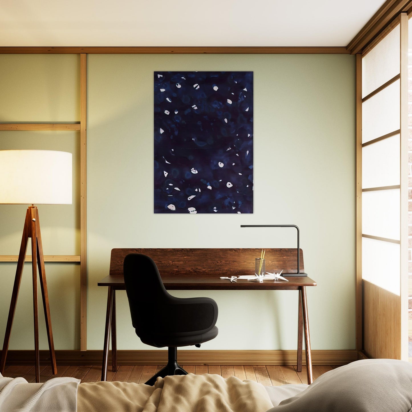 Untitled  Dark Blue-Green  - Sam Francis Brushed Aluminum Print - 70x100 cm / 28x40 inches | Sam Francis Aluminum Print | Sam Francis Prints