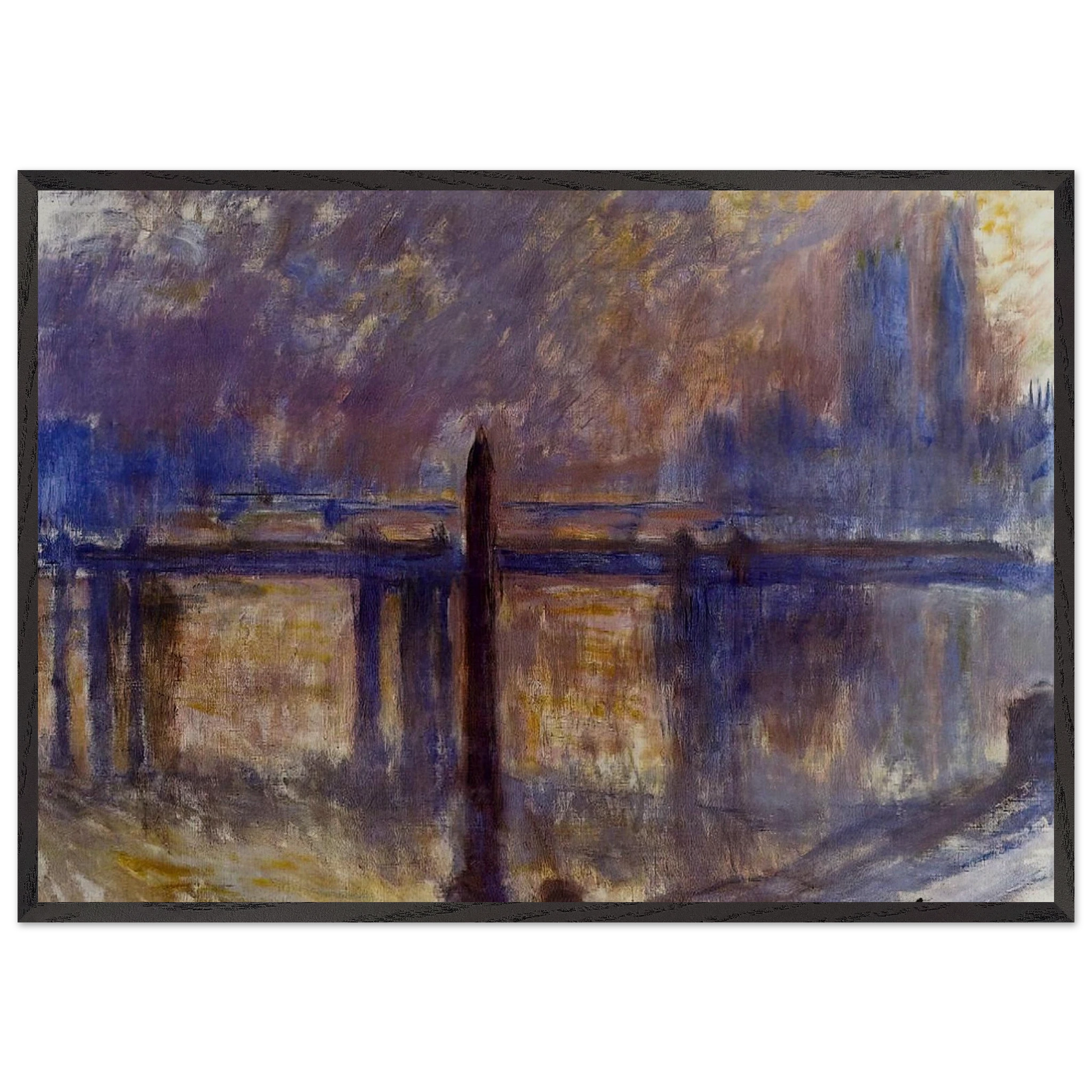 Charing Cross Bridge Cleopatras Needle - claude monet Framed Art Print – Black Wooden Frame - Default Title - -Framed Art Print