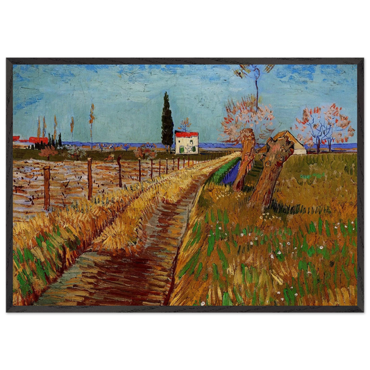 Path Through a Field with Willows - Vincent van Gogh 70x100 cm / 28x40 inches Framed Art Print – Black Wooden Frame