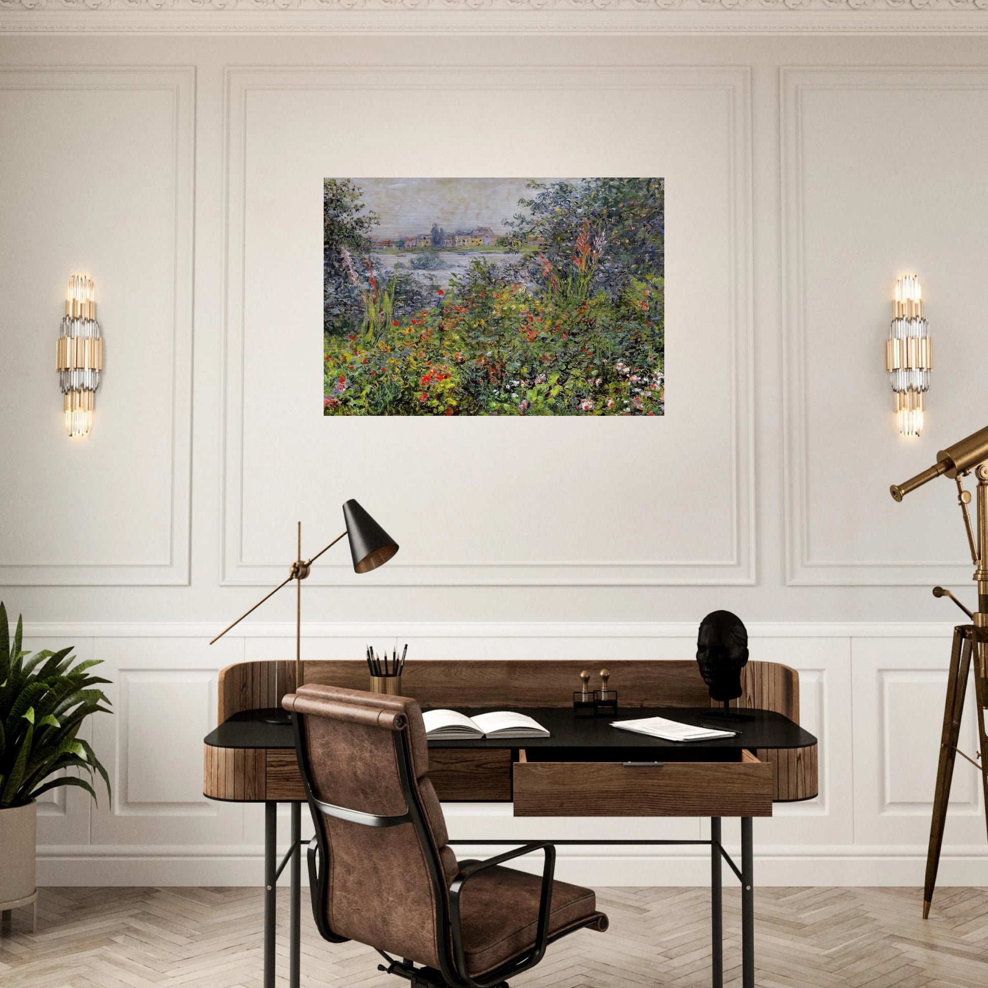 Flowers at Vetheuil - claude monet Brushed Aluminum Print - 70x100 cm / 28x40 inches | claude monet Aluminum Print | claude monet Prints