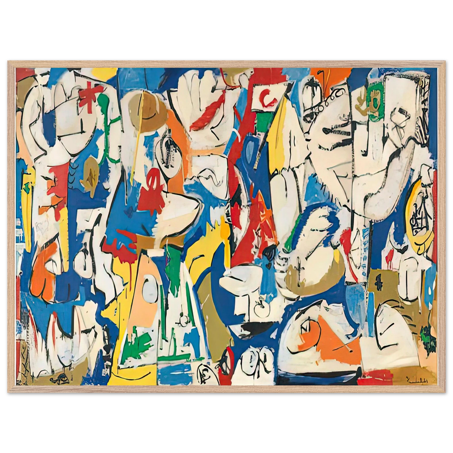 Helen Frankenthaler - The Jugglers, 1951- Wall Art - 60x80 cm / 24x32 inches - Premium Wooden Framed Poster With Fine Art Paper - White frame