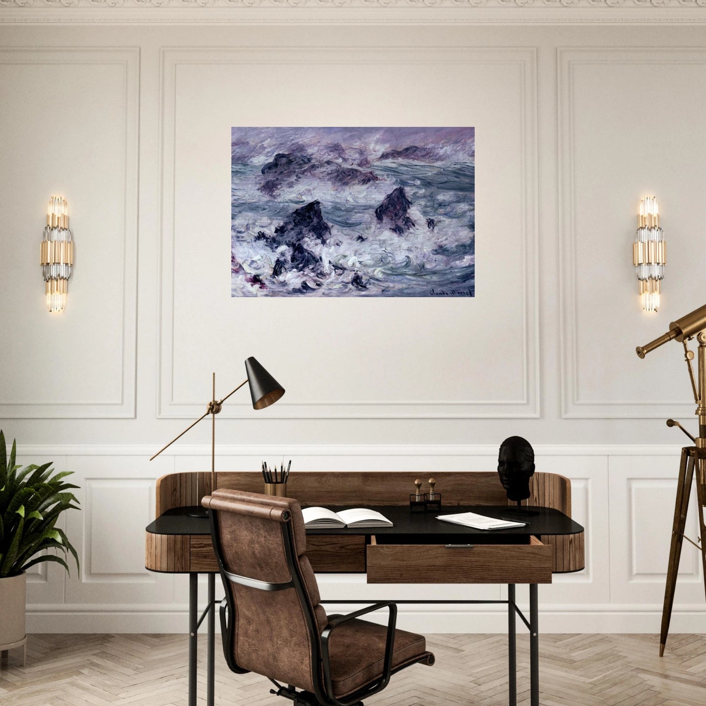 Storm at Belle-Ile - claude monet Brushed Aluminum Print - 70x100 cm / 28x40 inches | claude monet Aluminum Print | claude monet Prints