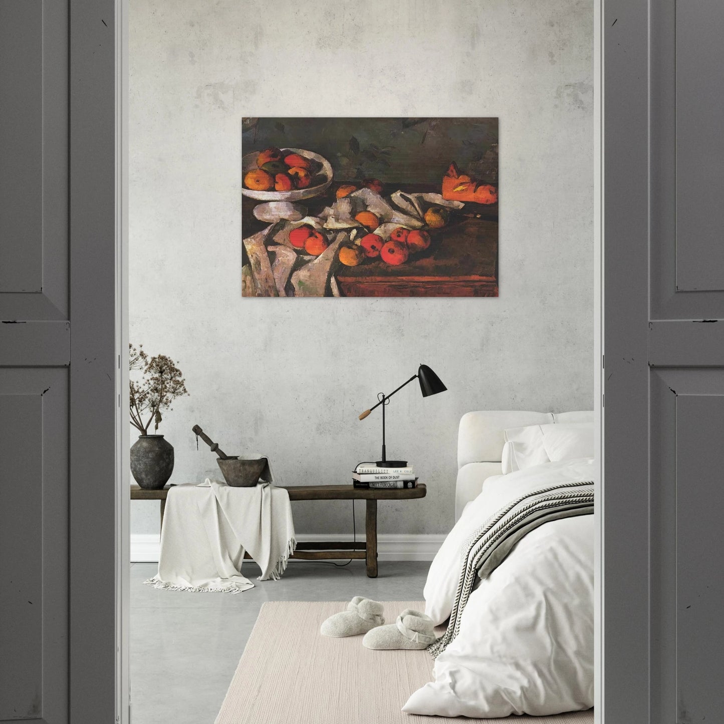 Still life with a fruit dish and apples - Paul Cézanne Brushed Aluminum Print - 70x100 cm / 28x40 inches | Paul Cézanne Aluminum Print | Paul Cézanne Prints