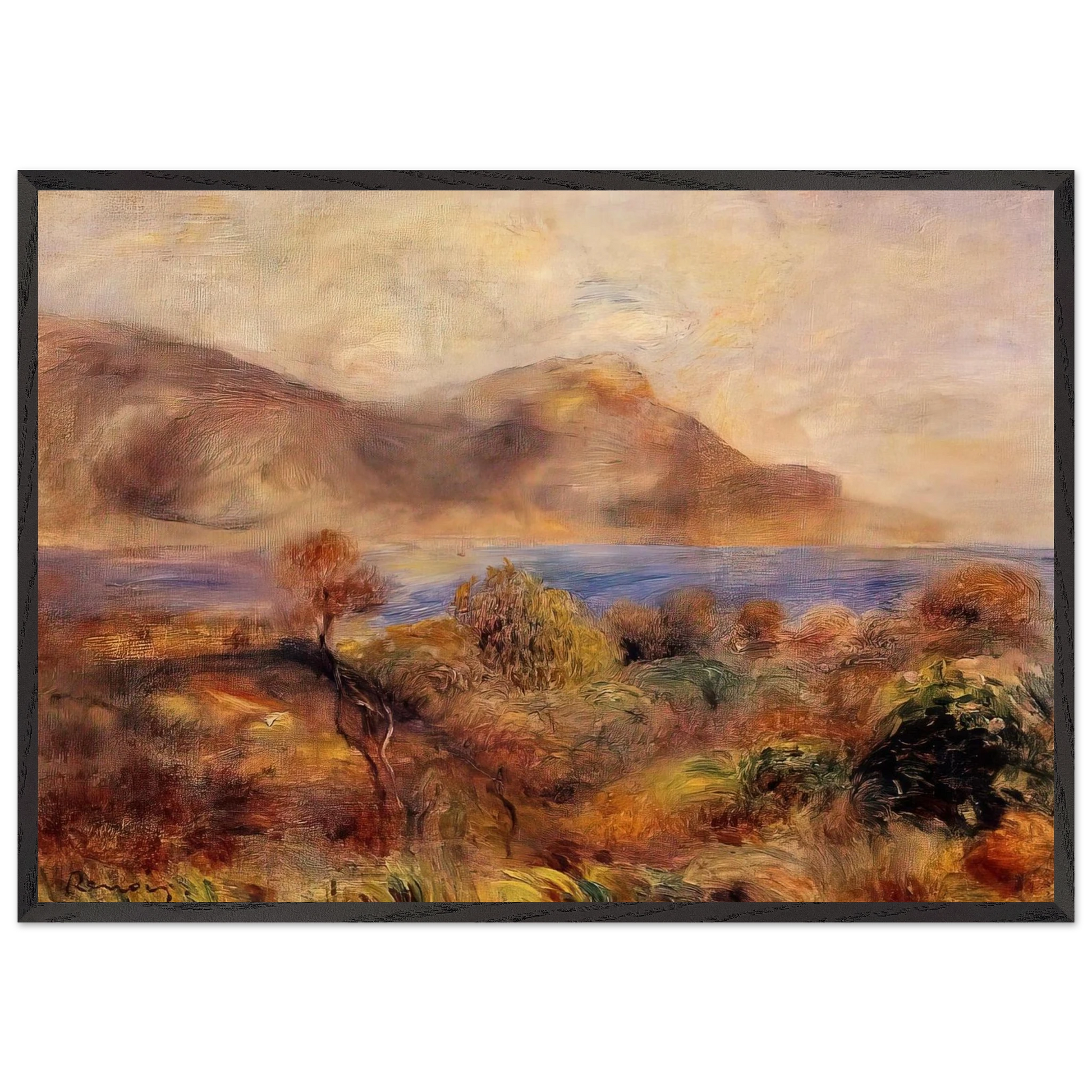 Mediteranean Landscape - Pierre-Auguste Renoir Framed Art Print – Black Wooden Frame - Default Title - -Framed Art Print