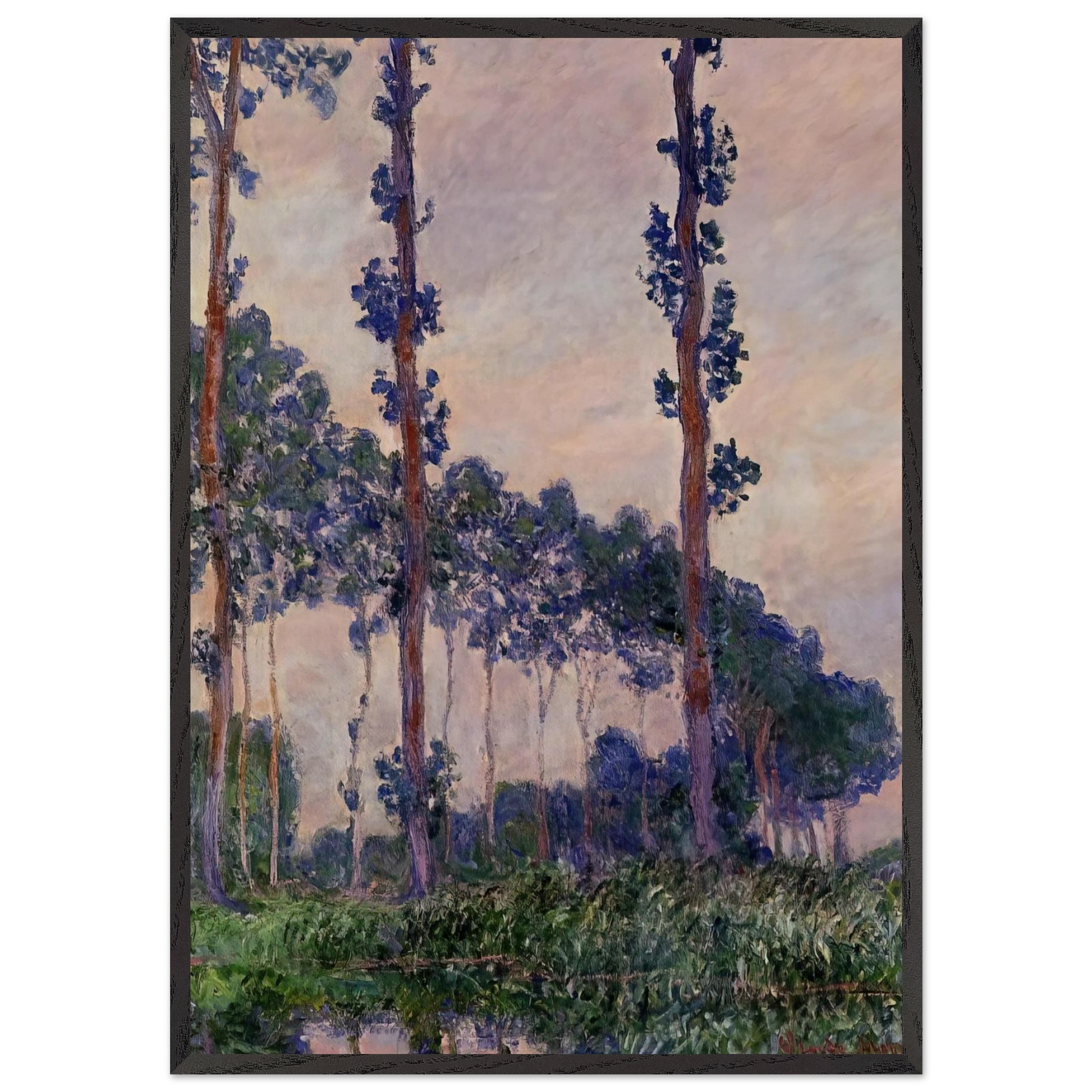 Three Trees in Grey Weather - claude monet Framed Art Print – Black Wooden Frame - Default Title - -Framed Art Print