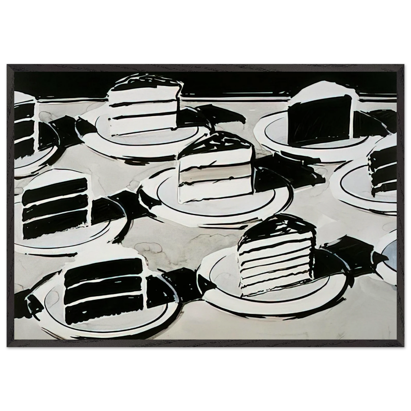 Cake Slices - 1963 - Wayne Thiebaud Framed Art Print – Black Wooden Frame - Default Title - -Framed Art Print