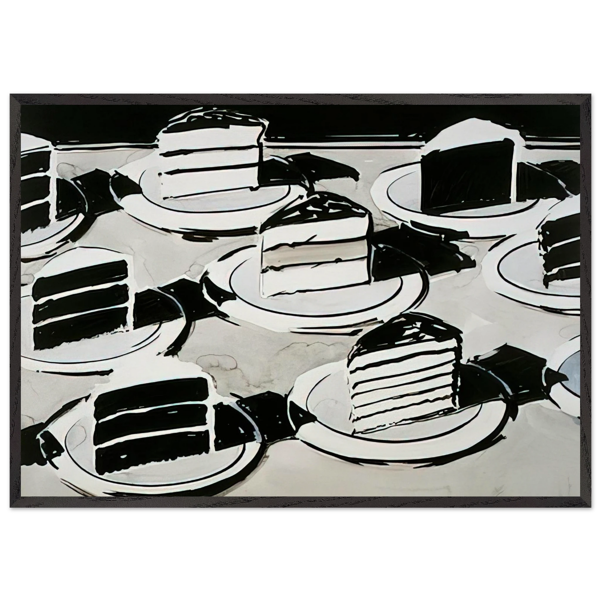 Cake Slices - 1963 - Wayne Thiebaud Framed Art Print – Black Wooden Frame - Default Title - -Framed Art Print