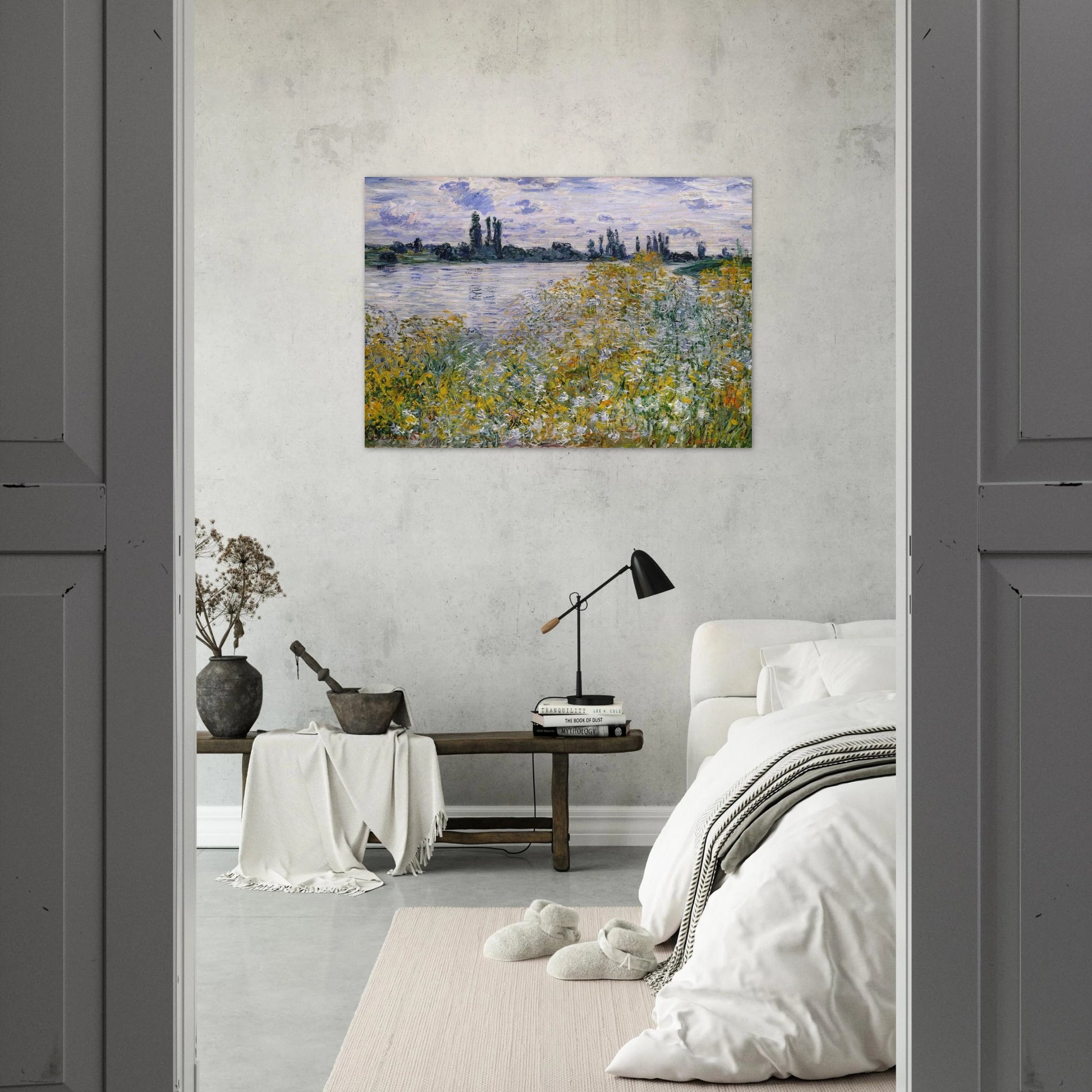 Isle of Flowers on Siene near Vetheuil - claude monet Brushed Aluminum Print - 70x100 cm / 28x40 inches | claude monet Aluminum Print | claude monet Prints
