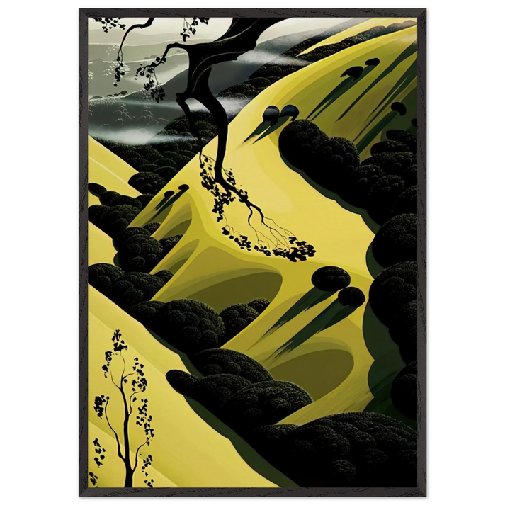 High Country Valley - Eyvind Earle 70x100 cm / 28x40 inches Framed Art Print – Black Wooden Frame