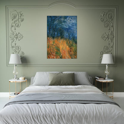 Edge of a Wheatfield with Poppies - Vincent van Gogh Brushed Aluminum Print - 70x100 cm / 28x40 inches | Vincent van Gogh Aluminum Print | Vincent van Gogh Prints