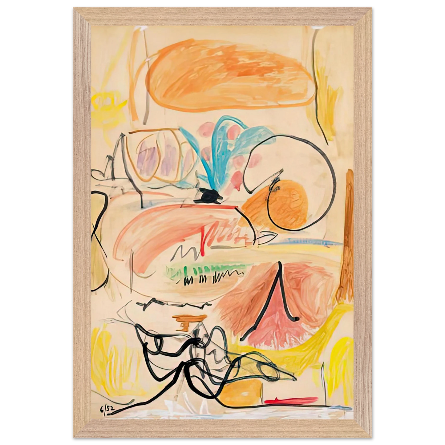 Helen Frankenthaler - Window Shade No. 1, 1952- Wall Art - 60x80 cm / 24x32 inches - Premium Wooden Framed Poster With Fine Art Paper - White frame