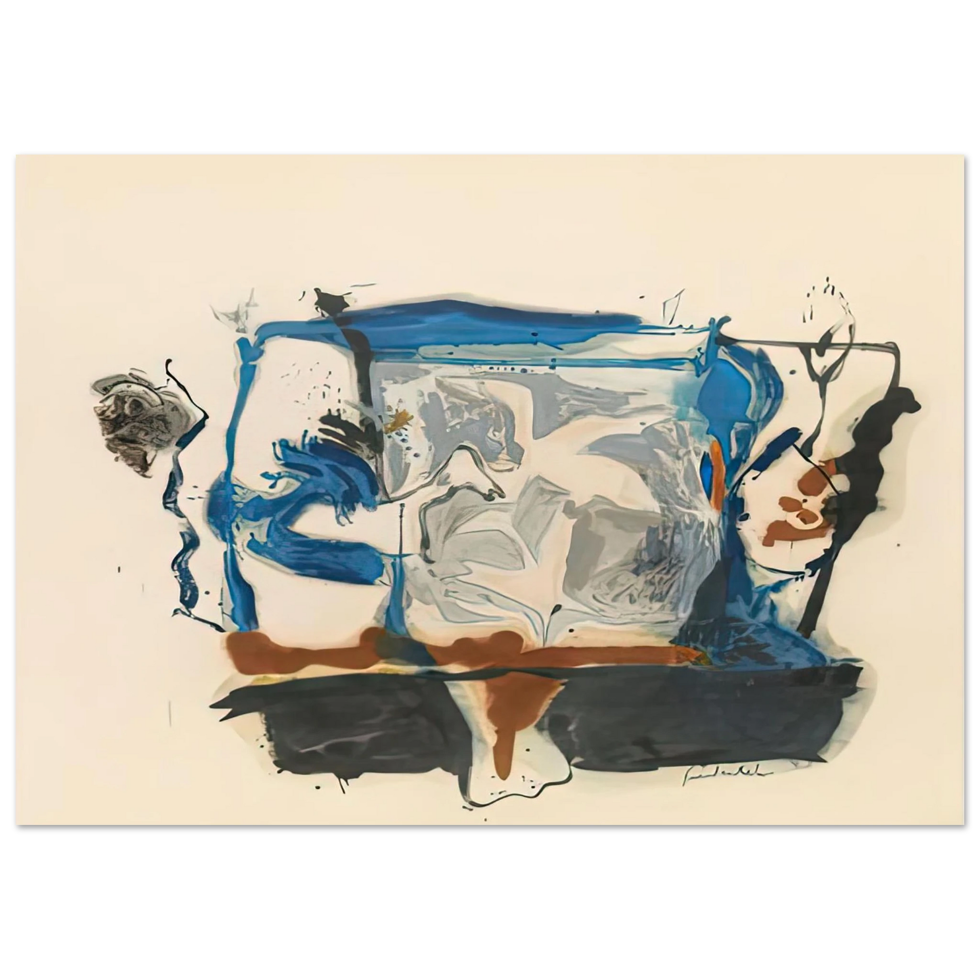 Helen Frankenthaler - Swan Lake II, 1961- Wall Art - 21x29.7 cm / 8x12" - Premium Wooden Framed Poster With Fine Art Paper - Black frame
