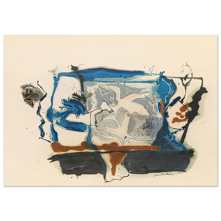 Helen Frankenthaler - Swan Lake II, 1961- Wall Art - 21x29.7 cm / 8x12" - Premium Wooden Framed Poster With Fine Art Paper-canvas - Black frame