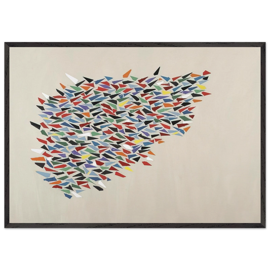 Color Shapes on Gray - 1979 - Robert Goodnough Framed Art Print – Black Wooden Frame - Default Title - -Framed Art Print