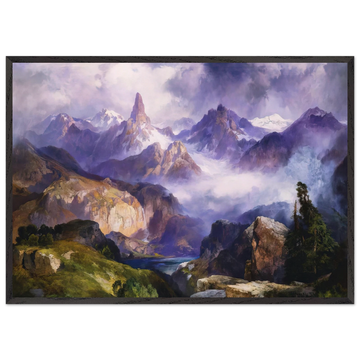Index Peak Yellowstone National Park - Thomas Moran 70x100 cm / 28x40 inches Framed Art Print – Black Wooden Frame