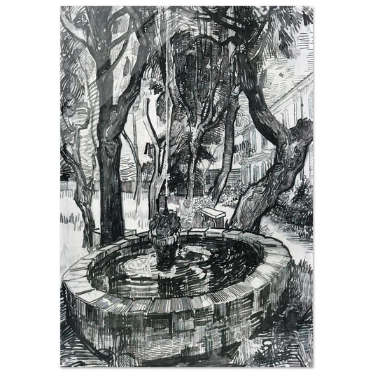 Fountain in the Garden of Saint-Paul Hospital - Vincent van Gogh Acrylic Print - 70x100 cm / 28x40″ inches