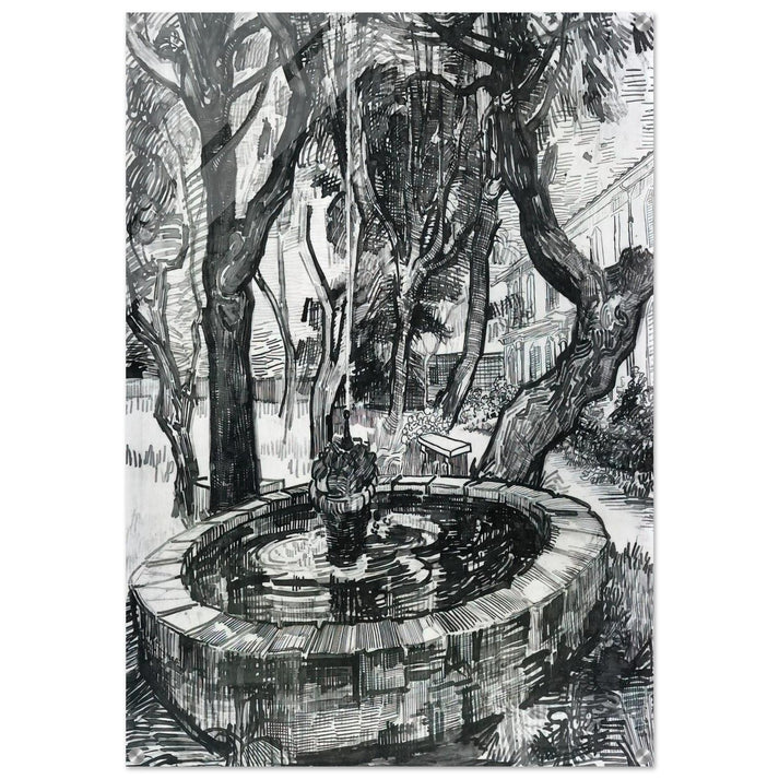 Fountain in the Garden of Saint-Paul Hospital - Vincent van Gogh Acrylic Print - 70x100 cm / 28x40″ inches