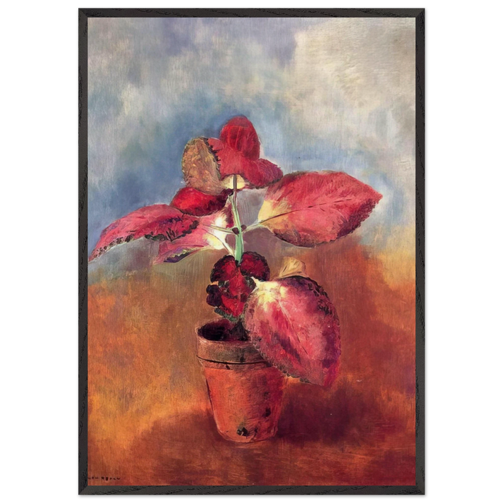 BEGONIA IN A POT - Odilon Redon 70x100 cm / 28x40 inches Framed Art Print – Black Wooden Frame