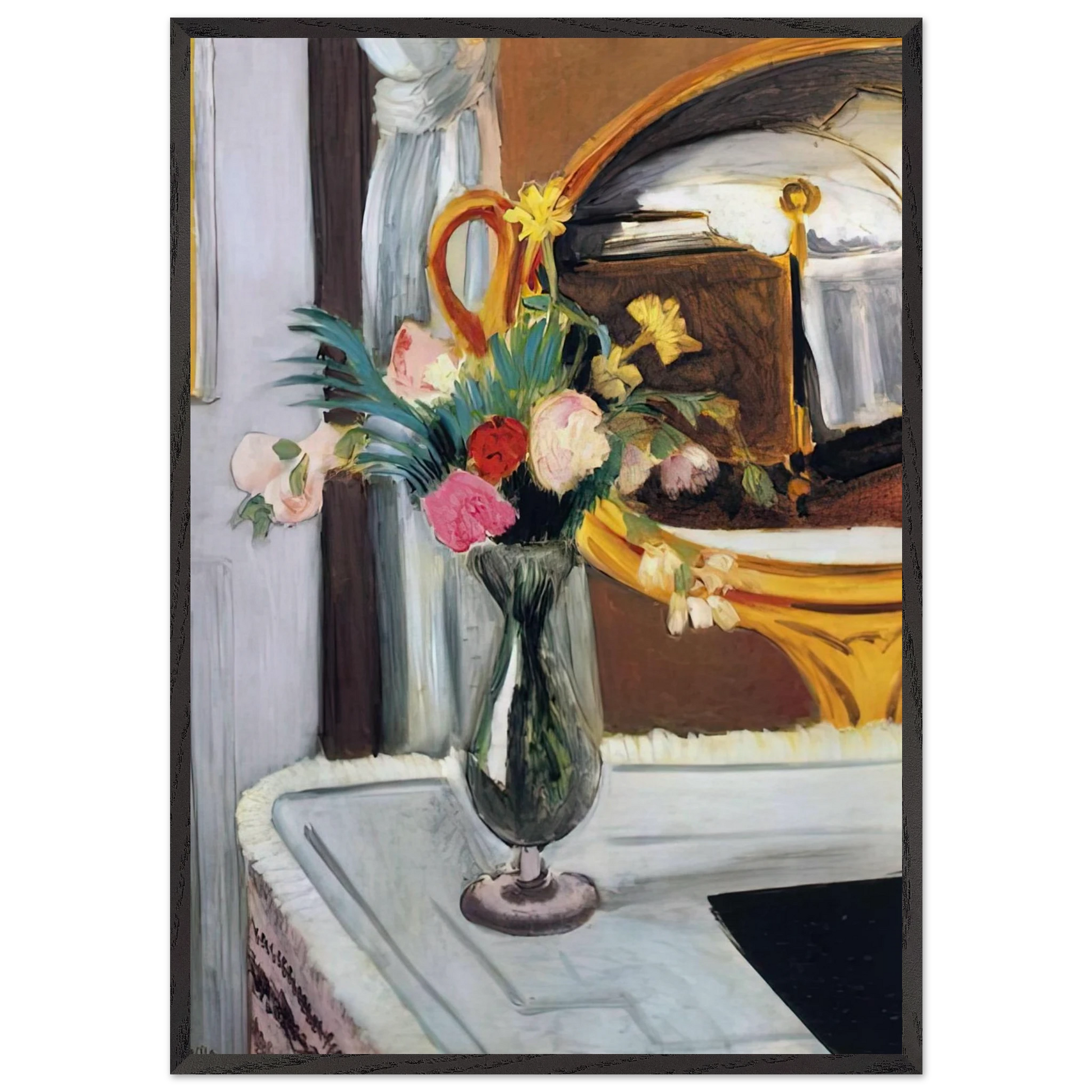 THE BED IN THE MIRROR - Henri Matisse Framed Art Print – Black Wooden Frame - Default Title - -Framed Art Print