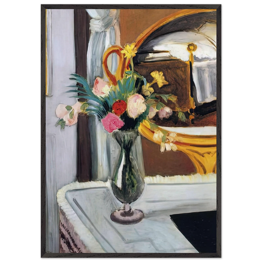 THE BED IN THE MIRROR - Henri Matisse 70x100 cm / 28x40 inches Framed Art Print – Black Wooden Frame
