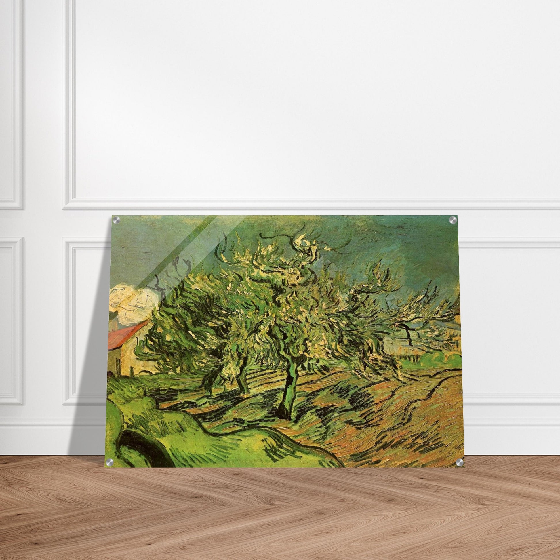 Landscape with Three Trees and a House - Vincent van Gogh Acrylic Print - 70x100 cm / 28x40″ inches | Vincent van Gogh Wall Art | Vincent van Gogh Prints