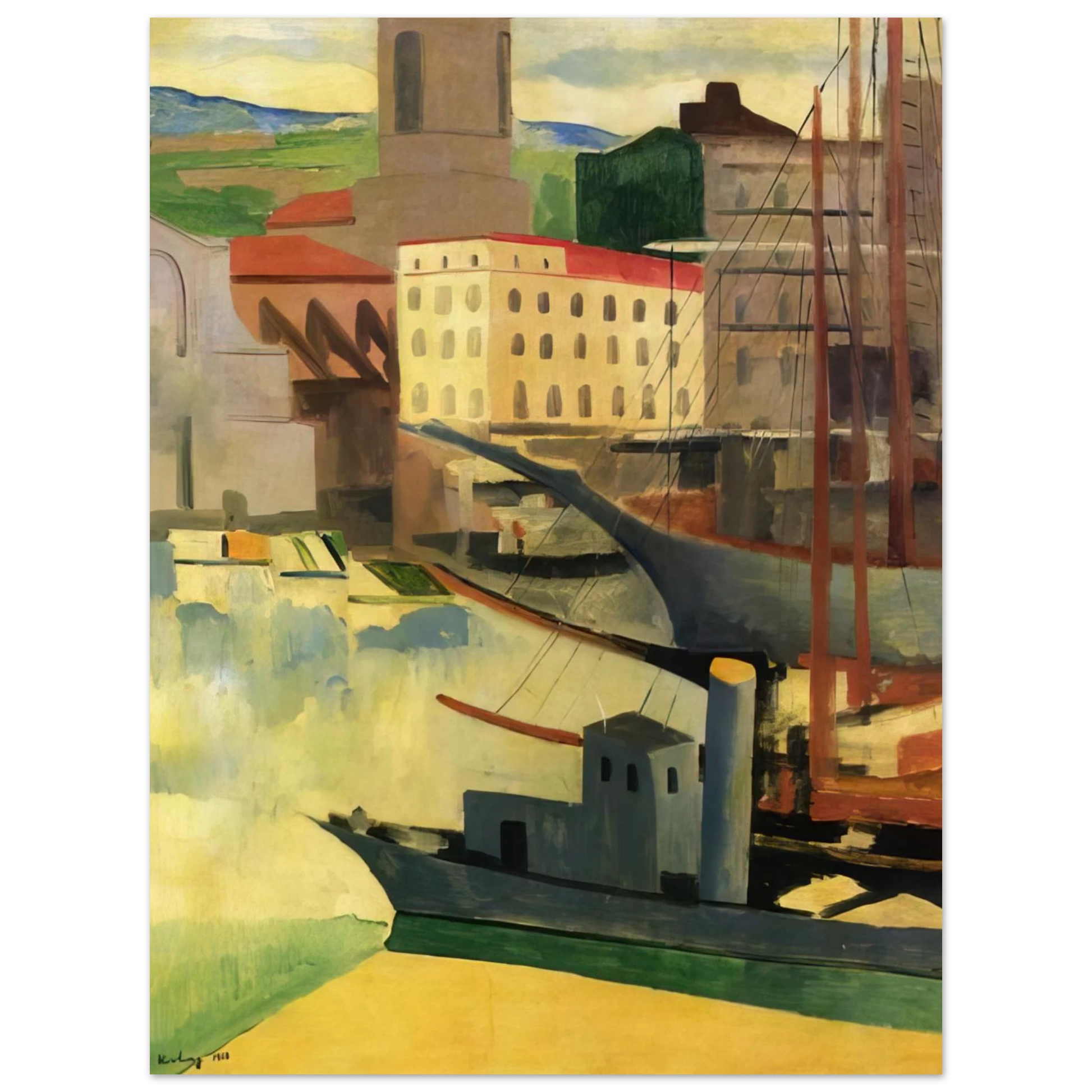 Moise Kisling - PORT AT SAINT TROPEZ 1918 Fine Art Poster - Default Title
