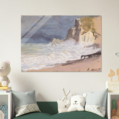 The Manneport, Etretat - Amont Cliff, Rough Weather - claude monet Acrylic Print - 70x100 cm / 28x40″ inches