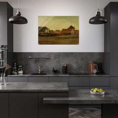 Farmhouses in Loosduinen near The Hague at Twilight - Vincent van Gogh Acrylic Print - 70x100 cm / 28x40″ inches