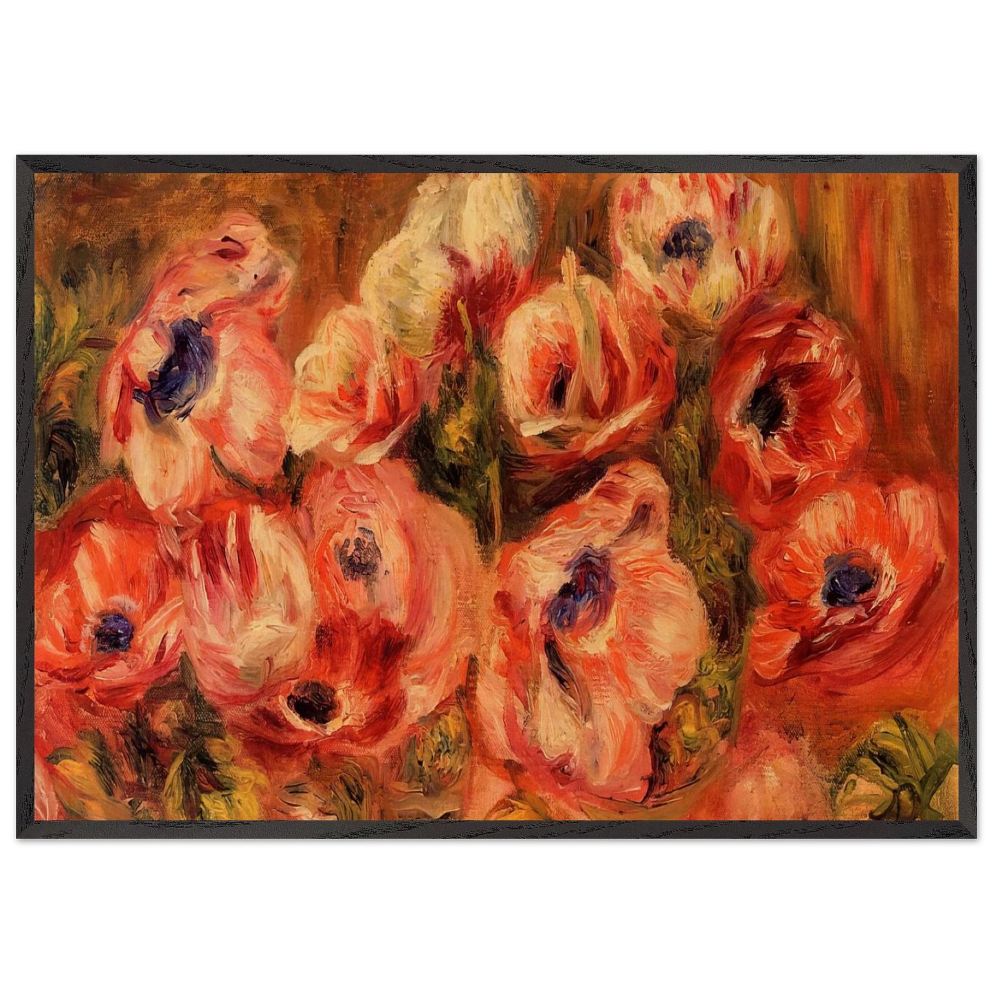 ANEMONES N3 - Pierre-Auguste Renoir Framed Art Print – Black Wooden Frame - Default Title - -Framed Art Print