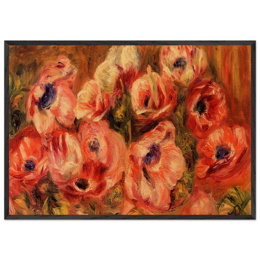 ANEMONES N3 - Pierre-Auguste Renoir 70x100 cm / 28x40 inches Framed Art Print – Black Wooden Frame